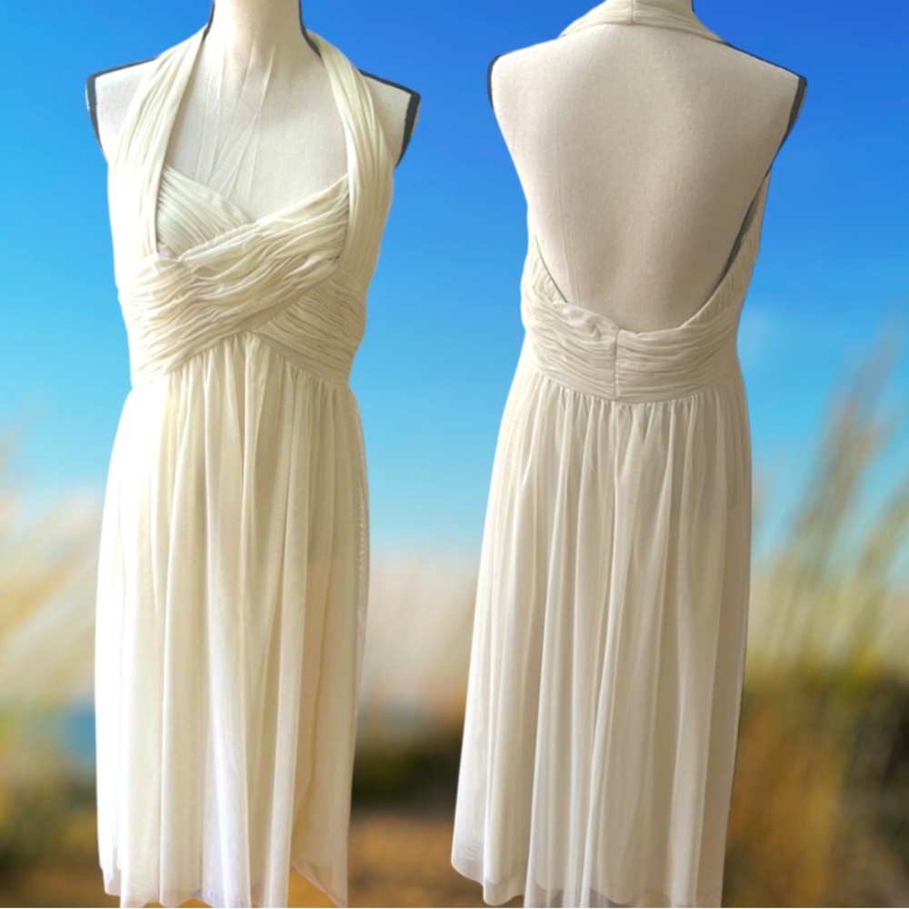 VTG BACKLESS HALTER DRESS 12 | EUC | ivory | Special Occasion Summer Dress 12